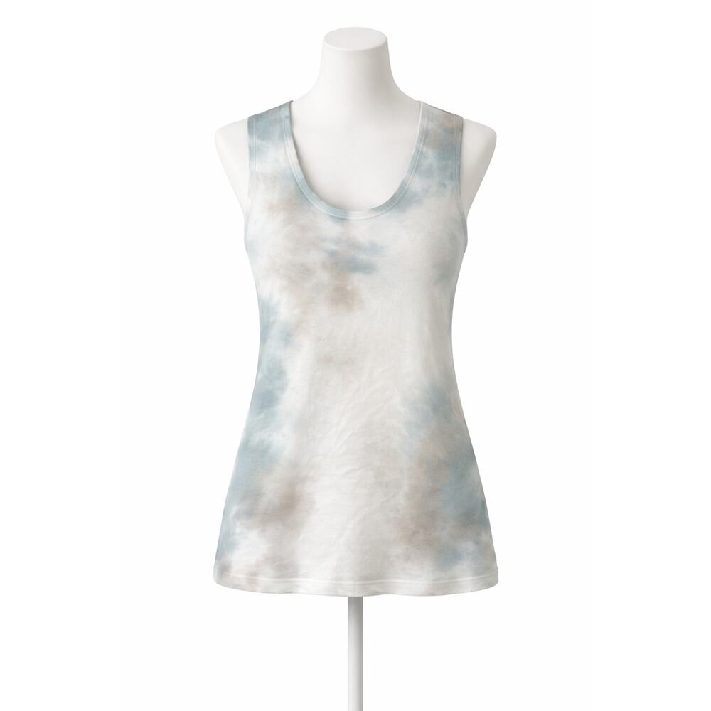 Blue & Gray Tye Dye Tank Top Womens Size S 80s 90s Hippie Retro Streetwear Lycra